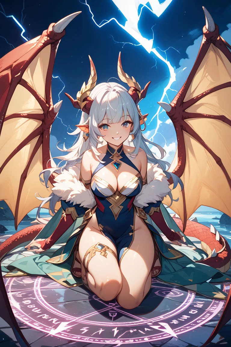 A woman with dragon horns is covered in dragon scale armor, dragon horn is extremely luxurious, dragon tail, beautiful dragon scale armor, armor openwork, complex armor, beautiful armor, fantasy armor, intricate details armor, long and elegant tail behind, stunning details, imperial armor, ethereal, goddess, Japanese goddess, full body photo close-up, (transparent areola), chubby, huge breasts, oily body, fleshy body, plump body, perfect masterpiece, highest image quality, perfect picture quality, 8K, full body lens, ( Front portrait: 1.1), delicate face, glowing eyes, very fine style, perfect masterpiece, highest image quality, perfect picture quality, 8K,