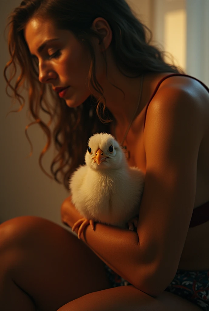 Meisterwerk, best quality, 1girls, nur, lang_Haar, aussehend_bei_Betrachter, White hair, Rote Augen, smil, Pony, Slip, BH, hbei, Bogen, haltend, geschlossen_Mund, Blume, frills, Haar_Blume, petals, Ostrich, haltend_Blume, Mitte_frills, AA2, haltend_Ostrich, Tachi-E, full entire body, white background, nude