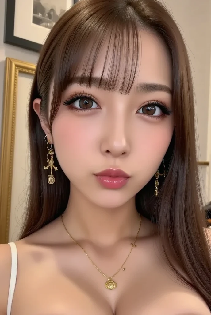 "(A perfect masterpiece:1.2), (Best Quality:1.2), A stunning face, uniform, Mature and fat, Large pupils, Bright Eyes, compensate, Long and luxurious eyelashes, Fuller lips, Irresistible charisma."