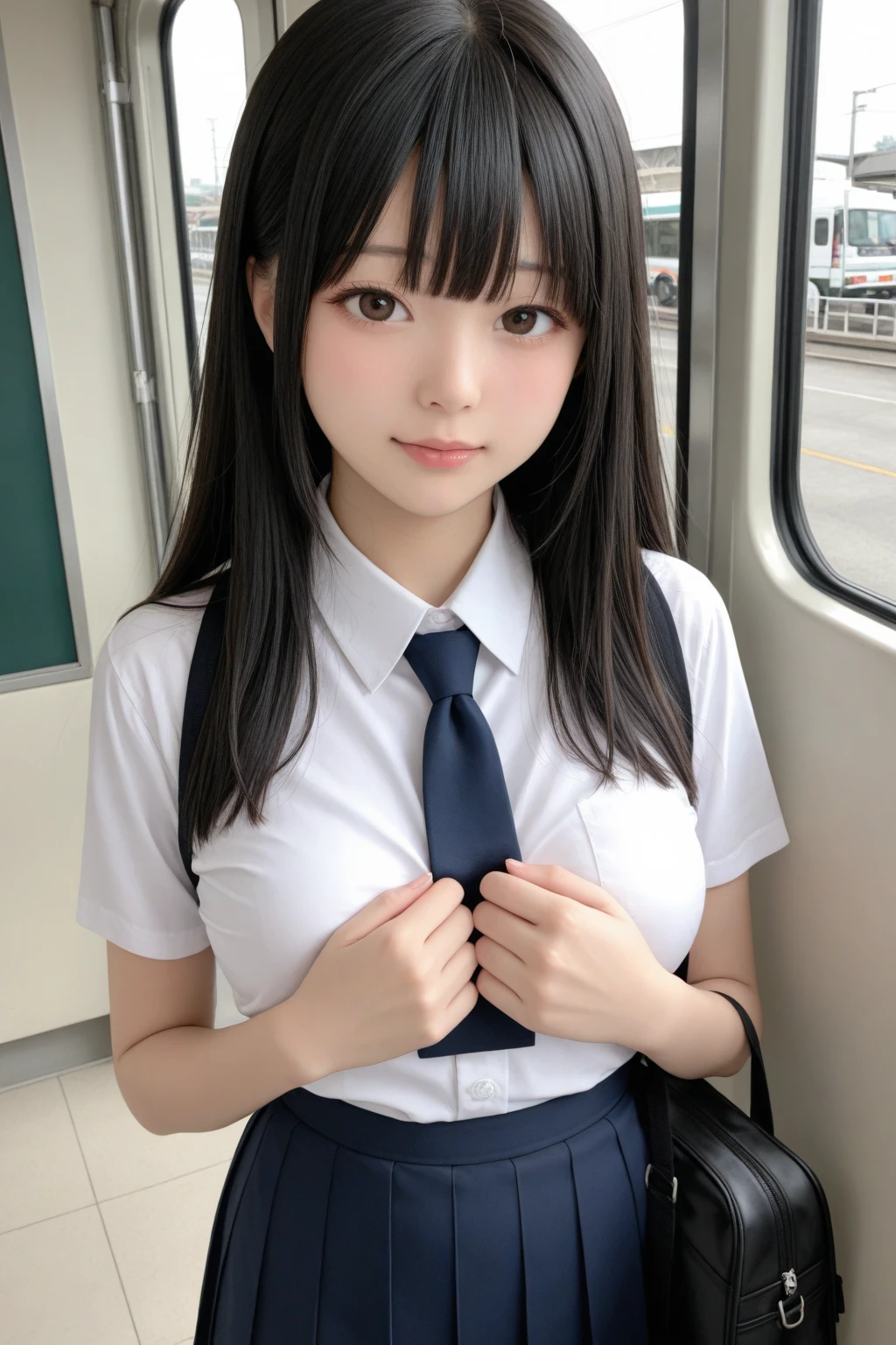 White underwear,School uniform with front opening,nsfw,huge tit,Horn masturbation,vaginal,Lori,Panchira,valley,no-bra,A sexy,(masutepiece, Best Quality:1.2), in 8K, 10yaers old, 85 mm, Official art, Raw photo, absurderes, Open white dress shirt in front, Pretty Face, close up, Upper body, violaceaess, gardeniass, Beautiful Girl, School uniform, (Navy miniskirt:1.1), Cinch West, thighs thighs thighs thighs, Short sleeve, on train,Looking at Viewer, No makeup, (Smile:0.4), Film grain, chromatic abberation, Sharp Focus, face lights, clear lighting, Teen, Detailed face, Bokeh background,elementary student