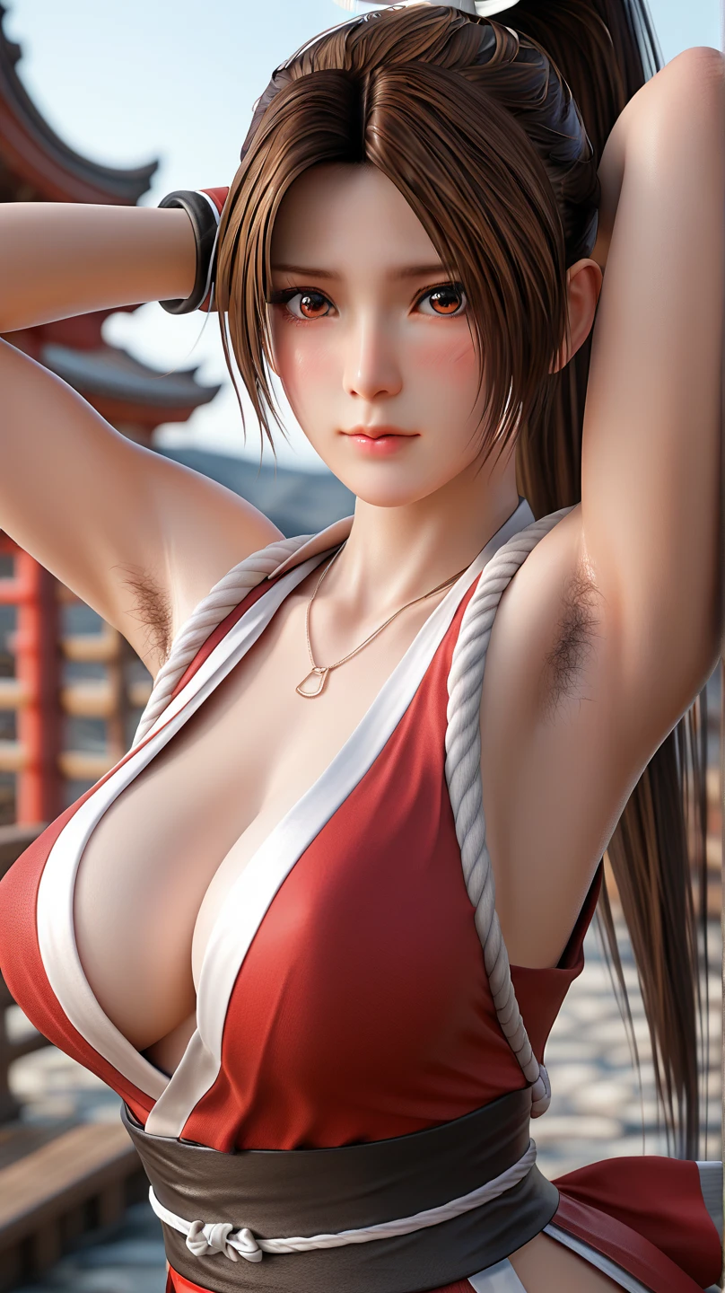 a woman with brown hair tied in a high ponytail, arte detallado de Taki, SOULCALIBUR, Taki, mono entero ajustado rojo, una hermosa mujer ninja, una hermosa luchadora sosteniendo una wakizashi, cushart krenz arte clave femenino, personaje de SoulCalibur, keqing del SoulCalibur, obra maestra, Mejor calidad, (Fondo de pantalla CG unity 8k extremadamente detallado), (Mejor calidad), (best illustration), (mejor sombra), absurdos, Realistic lighting, (Abismo), hermoso brillo detallado, arte de PeterMohrBacher