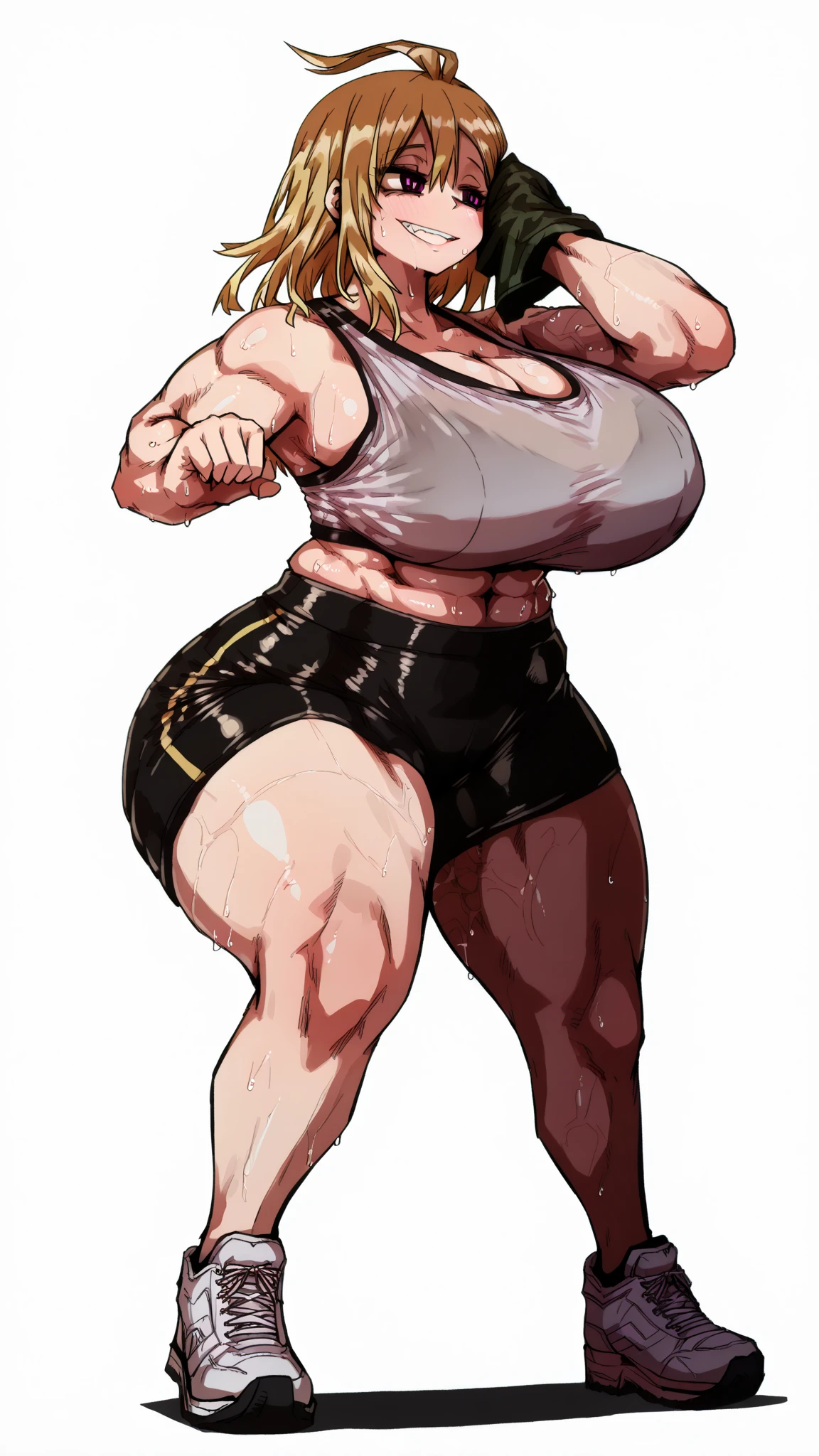  grosse poitrine, cheveux longs, cheveux vivants, , seul,, Muscular girl, Grande femelle, sourire, full body, vest, berserker, warrior, revealing cloths, (1girll), huge tit, Breasts, Conque, Moisturizes skin, ,trpical garden ,  black and green cheongsa, realistic illumination，top Quority，8K,  masterpiece, Muscular female, Muscular, 10 Abs, Elaborate CG artwork, (best qualtiy, exquisite detailing, absolute masterpiece), (Head to Toe Image)), ((Full body image)),(plus size model)), (((mahogany colored dark skin))), ((Short bob cut,Blunt bangs)), (Beautiful mahogany black skin with open legs、One woman in white swimsuit and high heels), (((Light silver hair))), Detailed beautiful mature face, very detailed beautiful face and eyes, (detailed seductive and sharp eyes), (black shiny purple lips)), (black Eye Shadow), blush, (sadistic seductive smile), (Curvaceous), ( unbelievably huge curvaceous hips), (very huge sensual ass), (ridiculously massive thick thighs), (glittery skin), (wet oily skin), Fingernail Art, Jewelry, Bracelet, hoop earrings. Tongue out:1.6, long tongue:1.5