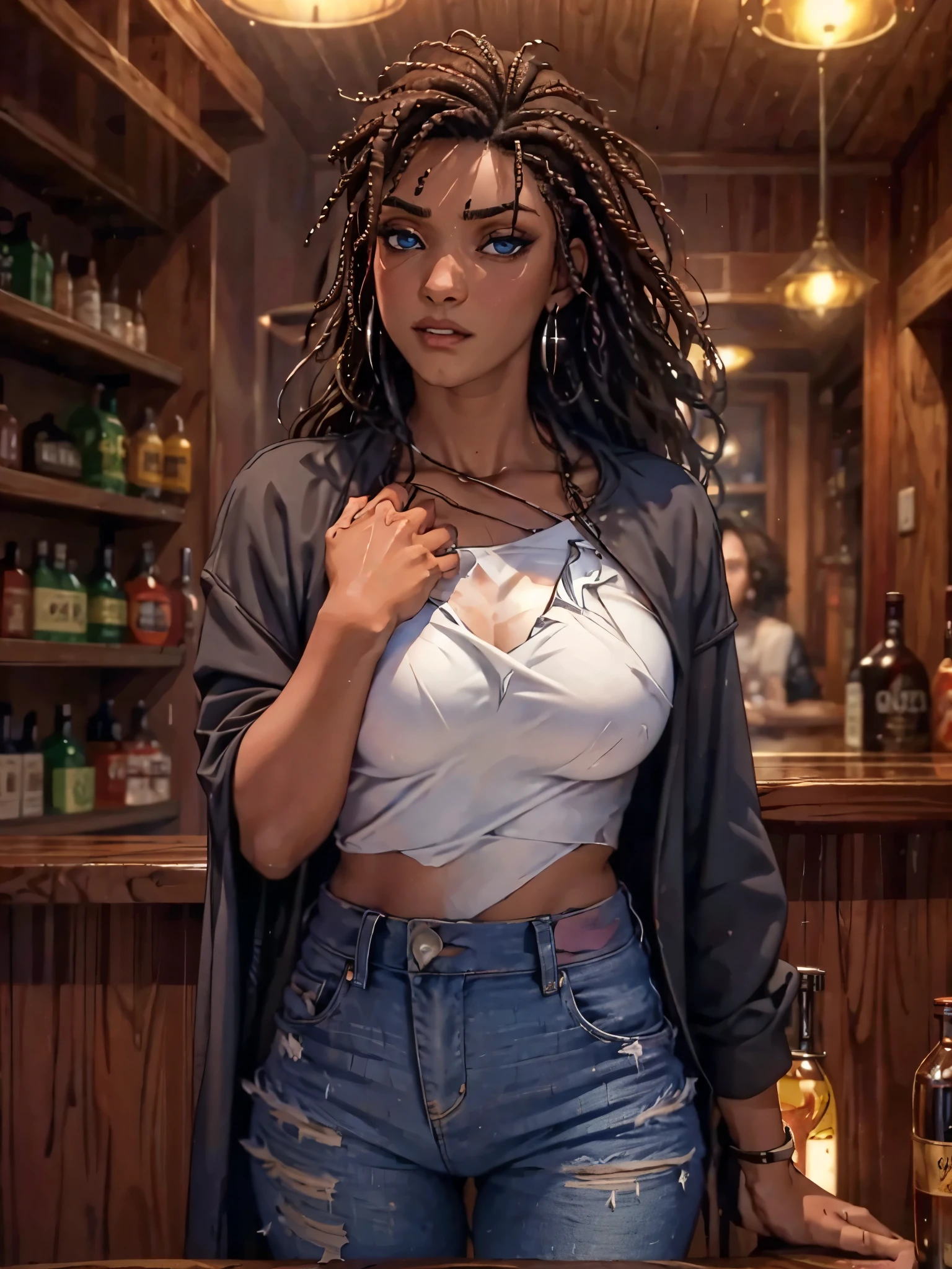 Merger_kala_kaytest,
(working in a dark atmospheric bar, working behind the bar, pulling pints, bar, dark wood bar, atmospheric, wearing a shirt and tie and skirt:1.2),
bokeh, f1.4, 40mm, photorealistic, raw, 8k, textured skin, skin pores, intricate details  <lora:epi_noiseoffset2:1>, epiCRealism