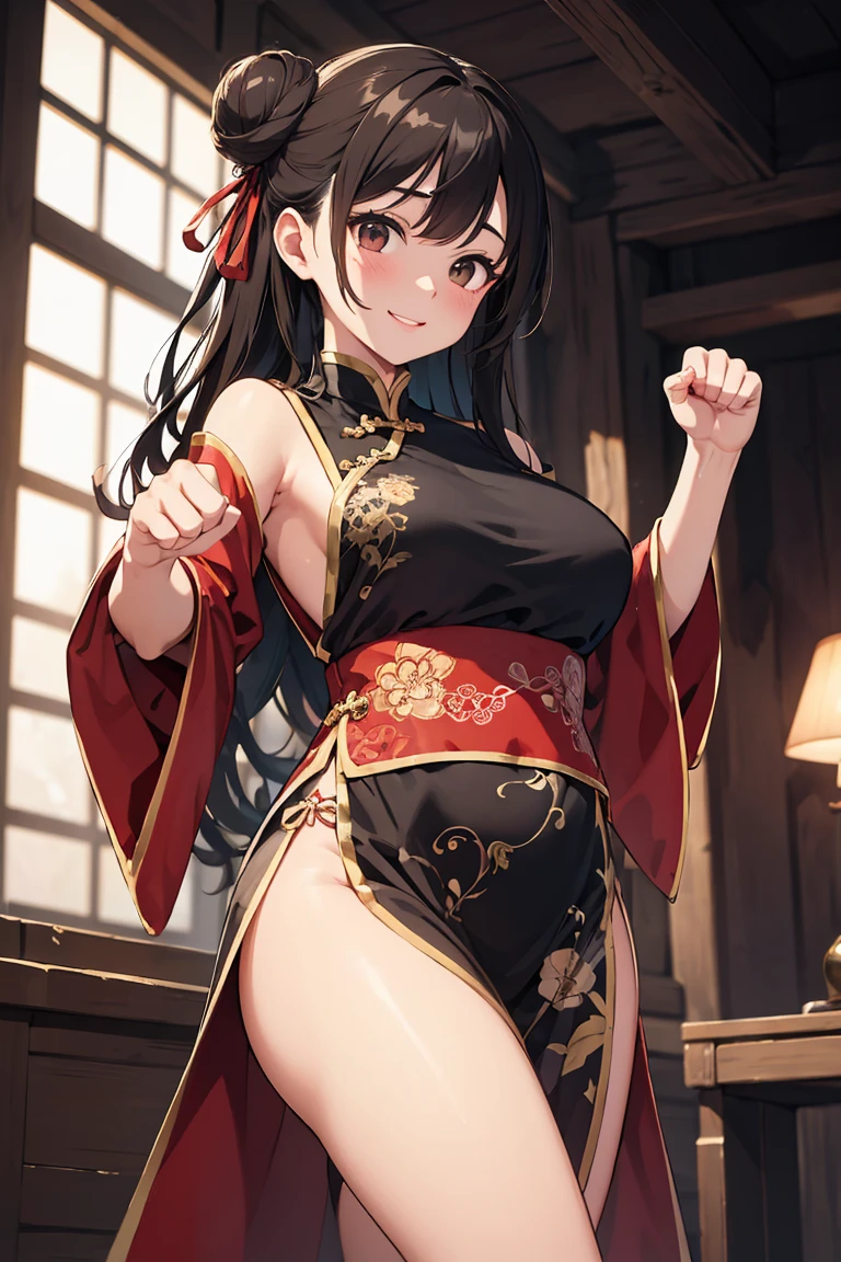 ((masterpiece)), ((Best Quality)), (Ultra-detailed), ((kawaii)), Cute, (lovely), ((Sexy)), (Ero:1.3), ((Extremely detailed)), 4K, (8K), Best Quality, (Beautiful), Illustration, Anime style, Painting, Dynamic Angle, Cowboy Shot, from below, Drama-style Japanese-style room, sit on a desk, (Poses for erotic photo albums), spread one's legs, Gradation, full body focus, Cute little girl s, 1girl in, Solo, Japanese miko costume, black hair, Beautiful random colored eyes, ((Beautiful eyes)), White-skinned, Random hairstyle, Buttocks, (Colossal tits), (smirk), grin, (blush:1.5), Sweat, sparkling effect, Lens Flare, shiny-glistening, gleaming