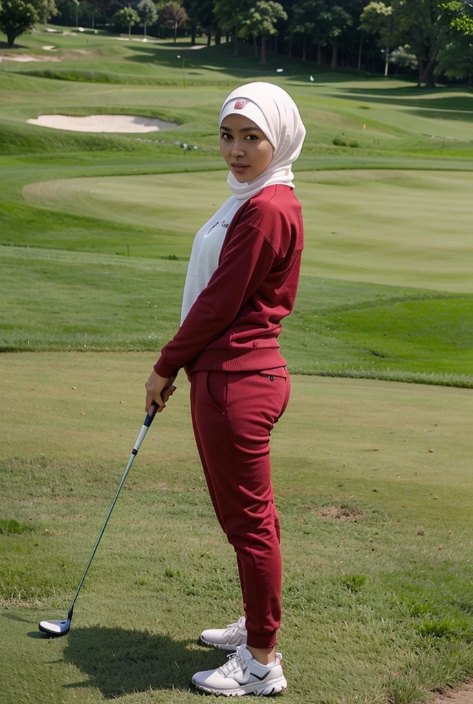 Beautiful girl, Malay, white sliveless,hijab, white mini skirt, long sexy legs, badminton court, busty, smile, in stadium,