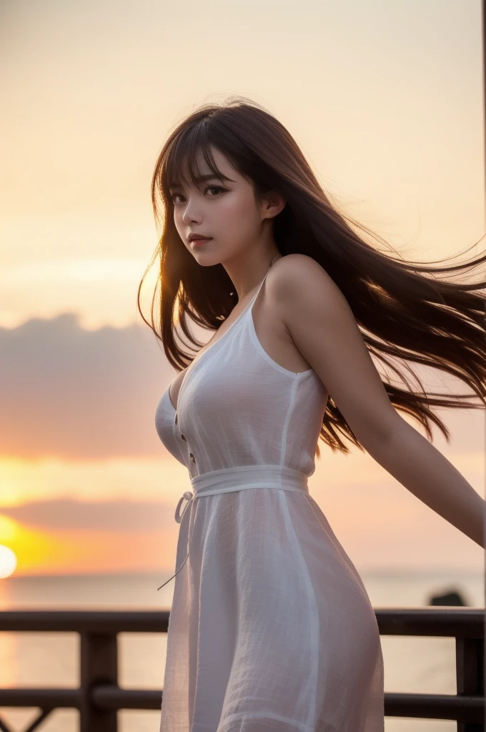 (( 8k, highest quality:1.2、masterpiece: 1.2, Natural Light, Sharp focus, Ultra-detailed CG art, beautiful girl:1.5, Realistic, Realistic face textures, Realistic Skin, Beautiful natural makeup、 Octane Rendering, grow, Fine hair quality)), (Depth of written boundary), Bokeh Background, Brown Long　Double ponytail hair, 　Lots of hair、Cowboy Shot,　 (　Cut shoulder shirt　), Blowing in the Wind、　　Beautiful Soldier, Eyes that beckon the viewer, Lover&#39;s point of view, Attractive expression, Sexy smile, Perfect Style, Perfect balance, Detailed skin, Mischievous Gaze, I can see your chest　　　　