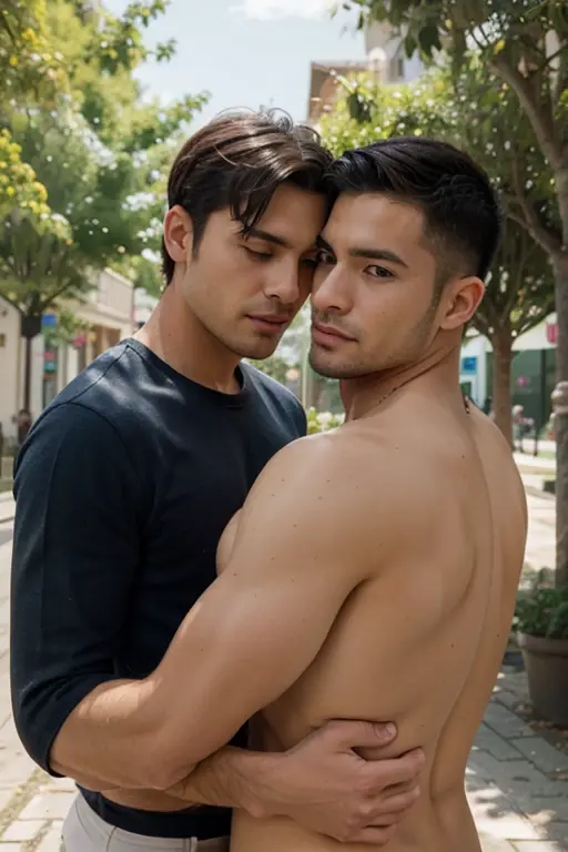 A cowboy man of approximately 37 years old, attractive with some butt, and big pecs with brown eyes, blue hair with purple touches on a hot day, in red and purple underwear