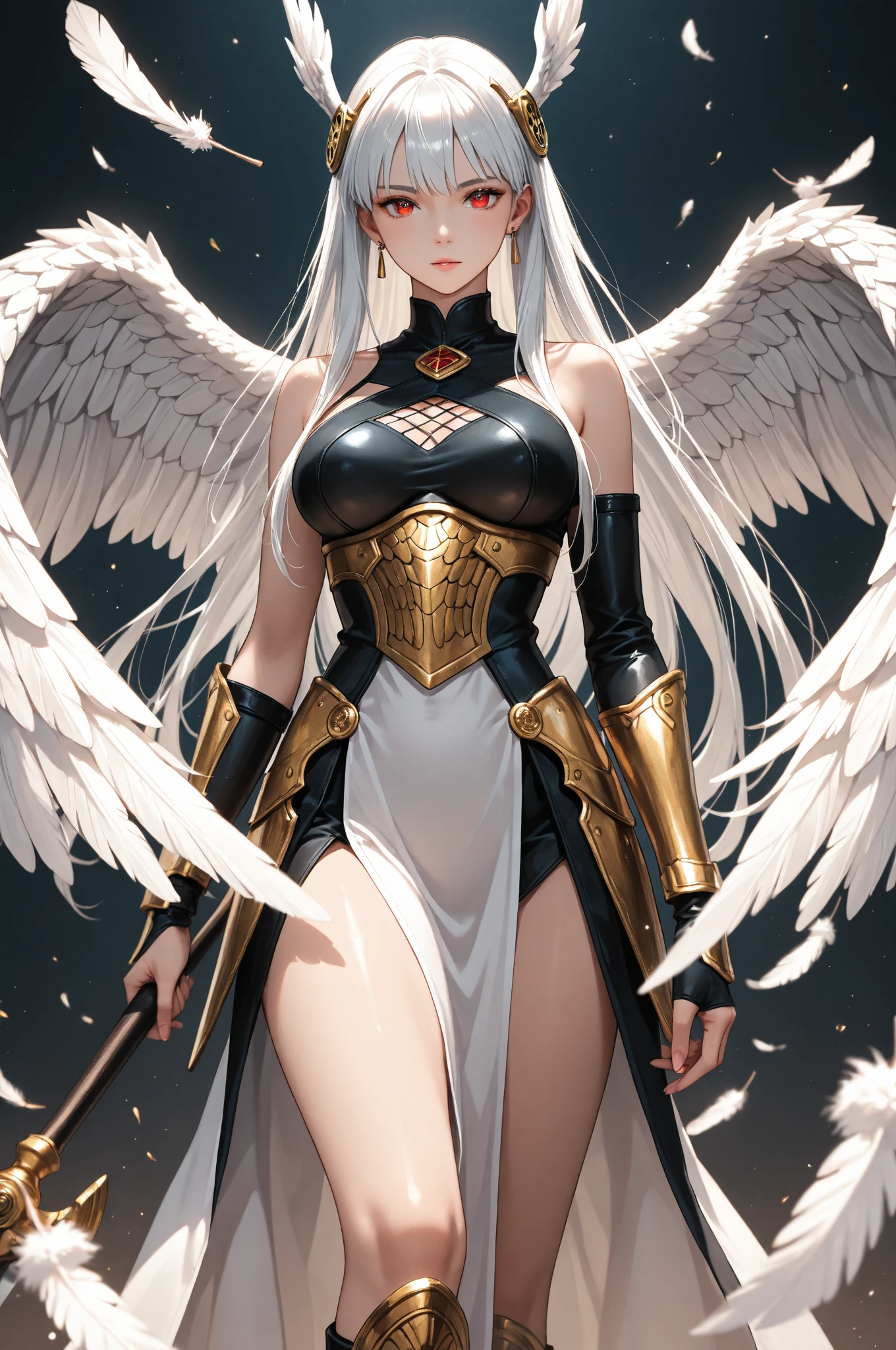 1 young beautiful woman,(Highest quality,Extremely detailed depiction,Incredibly absurd high resolution,Anatomically accurate depiction,Curvy Legs),(Glowing Skin,Shiny skin),(A female swordsman with a noble air),(A noble white outfit,Holy sword,tiara,Cape,White tights),(Blue Eyes,Half-closed eyes:1.3,Shadowed face,lipstick,There is cleavage in the chest,Cool look),eyelash,Luxury accessories,Earrings,necklace,Bracelet standing posture,Full body