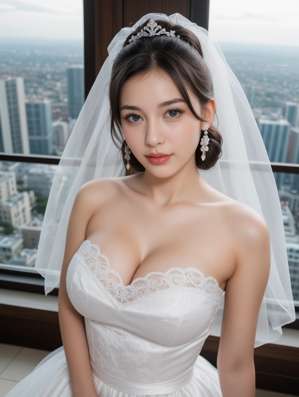 best quality, ultra high res, (photorealistic:1.4), depth of field ,beautiful face, (PureErosFace_V1:0.8), half body, | | 1girl, medium breast, (white hair:1.3), short hair, innocent smile, natural make up, | | model pose, | | (white wedding dress:1.3), intricate design, | | roof top background, star_\(sky\), moon light, night time, | |,
<lora:Fanbingbing_fbbV12:0.3> <lora:chinadolllikenessyangmi_v10:0.4> <lora:dilrabaDilmurat_v1:0.3>