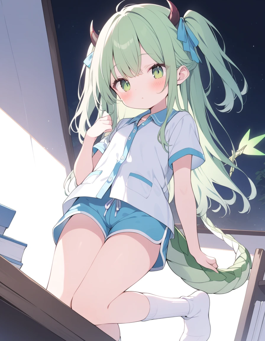 masterpiece,best quality,score_9, score_8_up, score_7_up, source_anime, rating,rating_safe,zPDXL2,sexually suggestive,
BREAK
(1girl, solo:1.4),green hair,green eyes,beautiful and shiny skin, coquettish skin,looking away
BREAK
serious expression
BREAK
(loli, , cute, kawaii,,8 years old:1.3)
BREAK
sitting on a cushion,sitting cross-legged (i.e. Indian style),playing game, have a controller,looking at monitor
BREAK
small breasts, cleavage,bare foots,collarbone
BREAK
large t-shirt,
BREAK
bright room
BREAK
nice hands, perfect hands,
