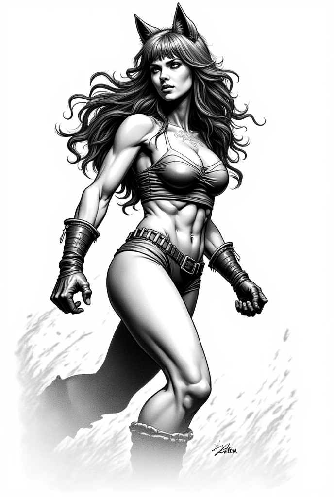 A woman dressed as a MEDIEVAL WARRIOR, Steel sword in hand, Concentrate on the front part, becomes a curvy physique, Beyonce in shape toned, thick, thick thieves, Beyonce in shape, fit woman, fitness model, muscular thicc thighs , Physical aptitude, thicc thighs! toned body, Giant tits, ebony skin tone, Long wavy hair, Giantess woman, Fine body, on battlefield, chuva pesada, fog, body soaking wet, cinematic: black andwhite, Excellent lighting