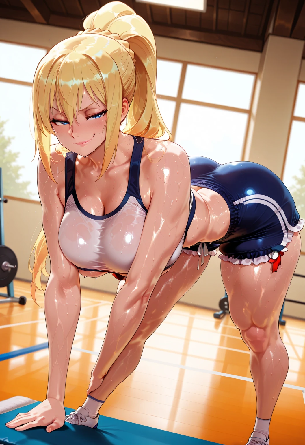 score_9, score_8_up, score_7_up, source_anime, (lying on back),from above floor,((((wrestling ring)))), ((1girl)and(1shota boy)),(height difference),hetero,(1muscular girl:1.4),(long hair),straight hair, (blonde hair), light blue eyes, (huge breasts), pale skin,shiny skin, (rolling eyes:1.4),(trembling), ((She wears white leotard armor ,black pantyhose)), cum in pussy,(cum on clothes:1.4), cum on breasts,cum on body,cum facial, bukkake, cum in mouth,cum on hair,(excessive cum), (1shota boys,short stature:1.4),((shota boy win, smug)), small penis, fellatio, (((irrumatio))), sobbing, ((((head back,look up reverse_fellatio,irrumatio from head)))),((((rape,veiny penis,vaginal penis,missionary sex, fellatio,deepthroat,motion lines,^^^,exccesive cum)))), open mouth,penis in mouth, irrumatio,swallowing penis,clothed sex,