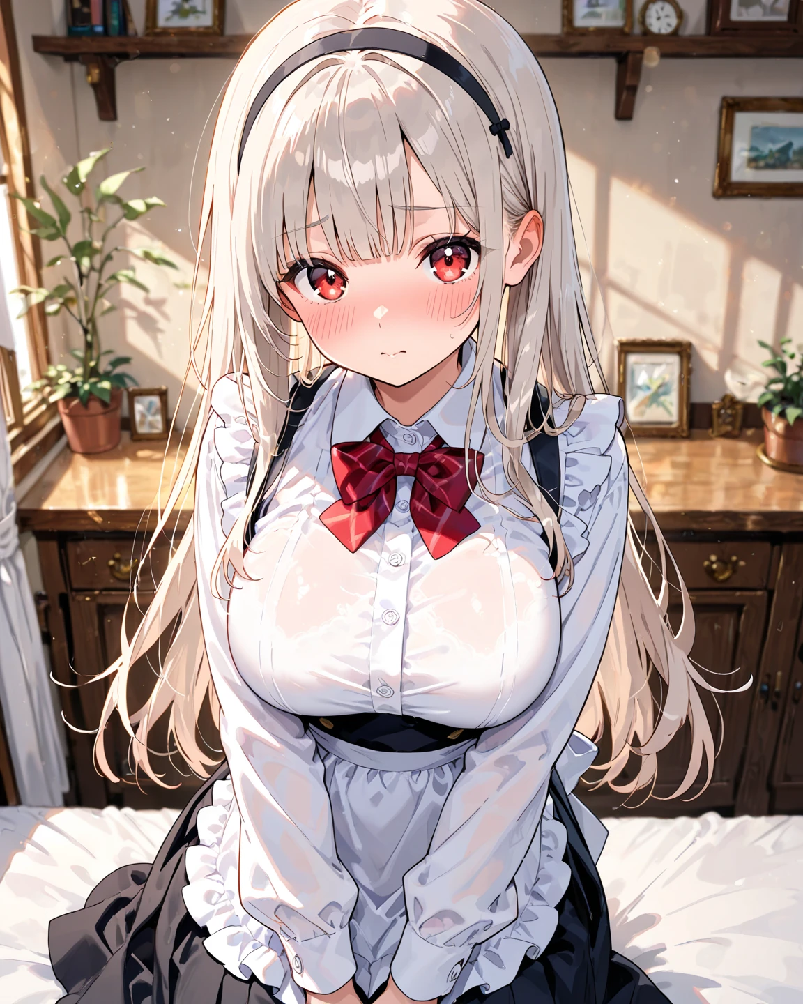 (Tabletop、8k、masterpiece、Highest quality)upon、((Half Up、))Cookie Hairpin、Brown eyes、Brown Hair、length、Fluffy hair、Red nails、apple earrings、Delicate eyes、Brown outerwear、Light brown sweater、((Scared))、(((cry)))、(missionary, 1boy, penis, lying, vaginal, pov, spread legs, sex, nsfw)、nose blush、steam, Shiny Hair、Very fine and beautiful bright eyes、Very detailed, clear and beautiful face, Awards, Anatomically correct、((missionary position,man on top, spread legs))