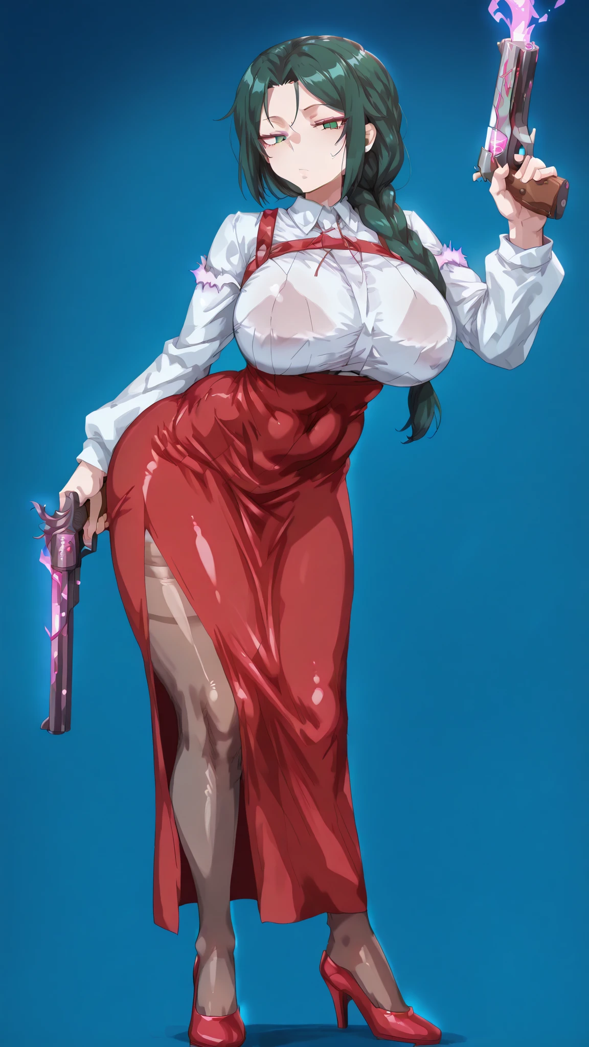 (best quality:1.3), Yuno Gasai , ((vestido preto curto)), (cabelo rosa), peituda, clivagem, sedutora, sexy, body curvy, bunda grande, peitos grandes,(segurando uma faca), ((sangue no rosto))