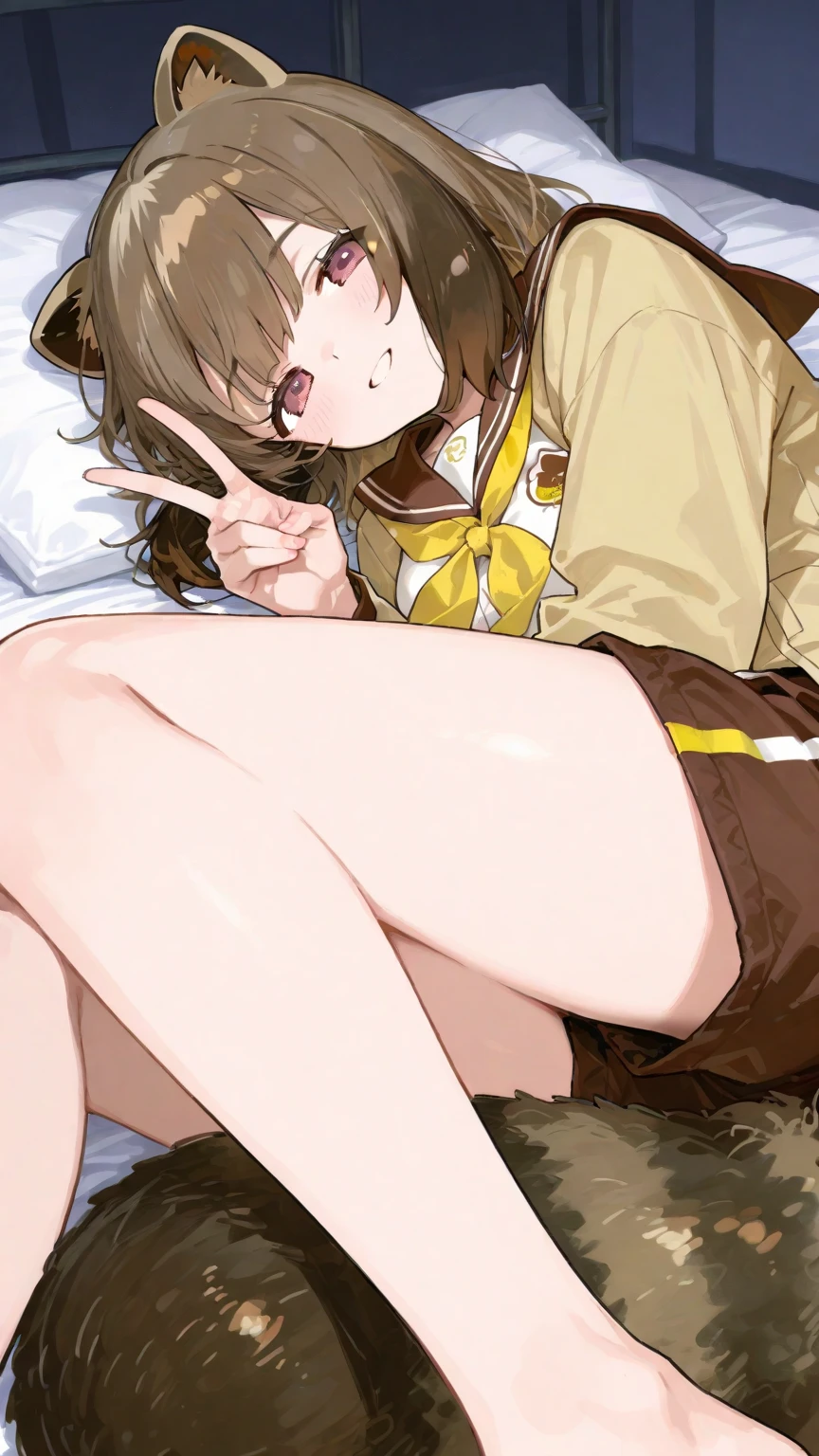 (Tabletop、8K、masterpiece、Highest quality)upon、((Half Up、))Cookie Hairpin、Brown eyes、Brown Hair、length、Fluffy hair、Delicate eyes、Brown outerwear、Light brown sweater、((Scared))、(((cry)))、(missionary, 1boy, penis, lying, vaginale, ass pov, spread legs, Sex, nsfw)、nose blush、steam, Shiny Hair、Very fine and beautiful bright eyes、Very detailed, clear and beautiful face, Awards, Anatomically correct