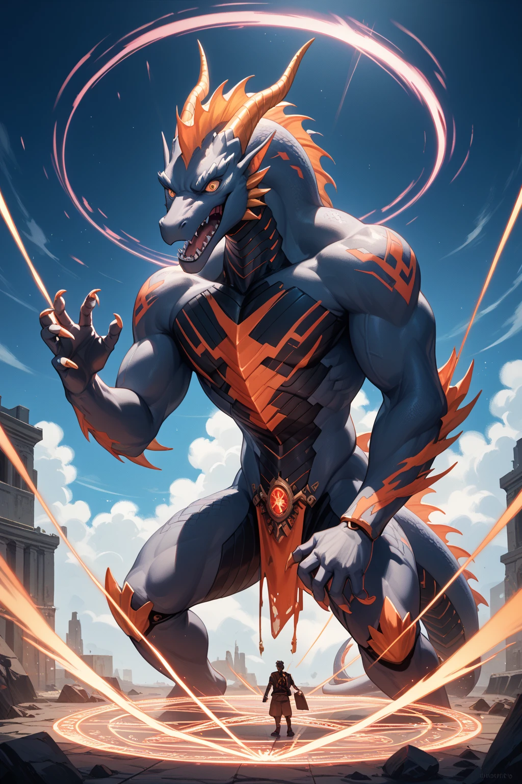 masterpiece, best quality, perfect anatomy, (detailed eyes:1.2), (Red Raptor), male, solo, cables as tenacles from back, glowing eyes, floating in air, digital_space, binary, glitchy, glitch creature, liquid, detailed background, Evil, Mischief, kemono, solo, made of glitch, void creature, chaos, corruption, bara, muscles, anime_pose, negative_space, inverted_filter, glitched