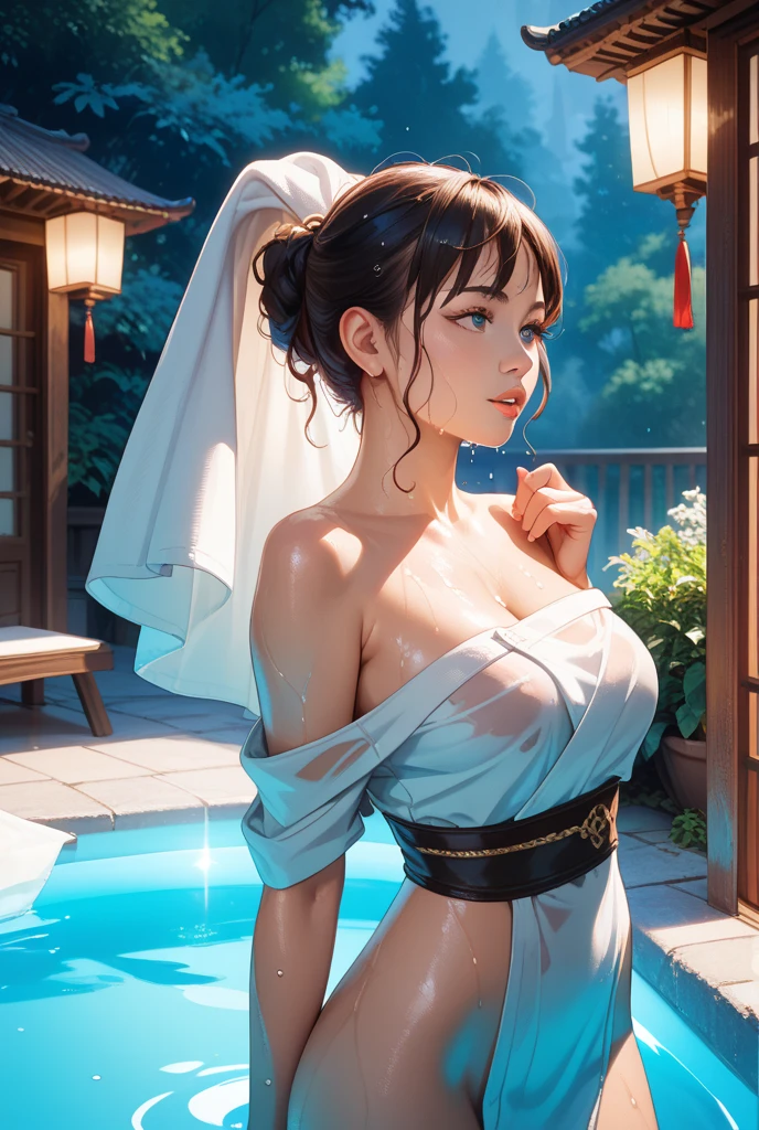 1female,35yo,plumw,extremely large bosom, 独奏,(Background with:,Cherry blossom forest,Deep in the forest,hospitals,)Sit by the pool, She has short black hair,standing on your feet,seen from the front, Twist braids, mostly cloudy sky,(((tmasterpiece),(Very detailed CG unity 8K wallpaper),best qualtiy,cinmatic lighting,detailed back ground,beatiful detailed eyes,Bright pupils,Black eyes,Snow-whiteskin,Redlip(Very fine and beautiful),(Beautiful and detailed eye description),ultra - detailed,tmasterpiece,))facing at camera,A high resolution,ultra - detailed),revealing breasts,Bare genitalia, Bulge,legs are open,Raised sexy,Camel toes,Flushed complexion,Desire for dissatisfaction,frontage,nurses,White transparent apron,Nurse hat,Red Cross Mark