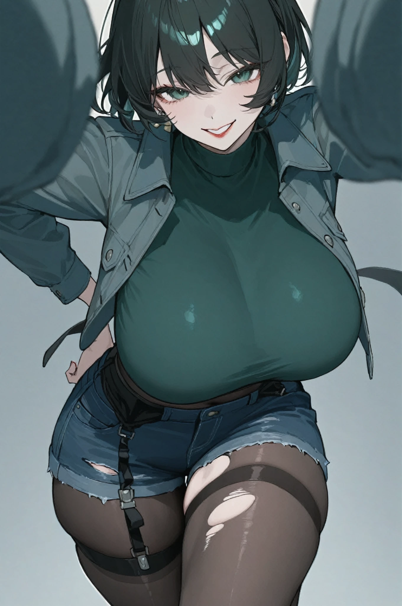 (masterpiece, highres, high resolution:1.2), anime 20 yo girl, portrait, shoulders up, illustration. drawn, dark blue hair woman, green eyes, blushing, solo, sad, sad face, freckles, big lips, huge breasts, perfect body, wearing a turtleneck sweater, anime girl, visible , visible nipples, shirt lift, blowjob