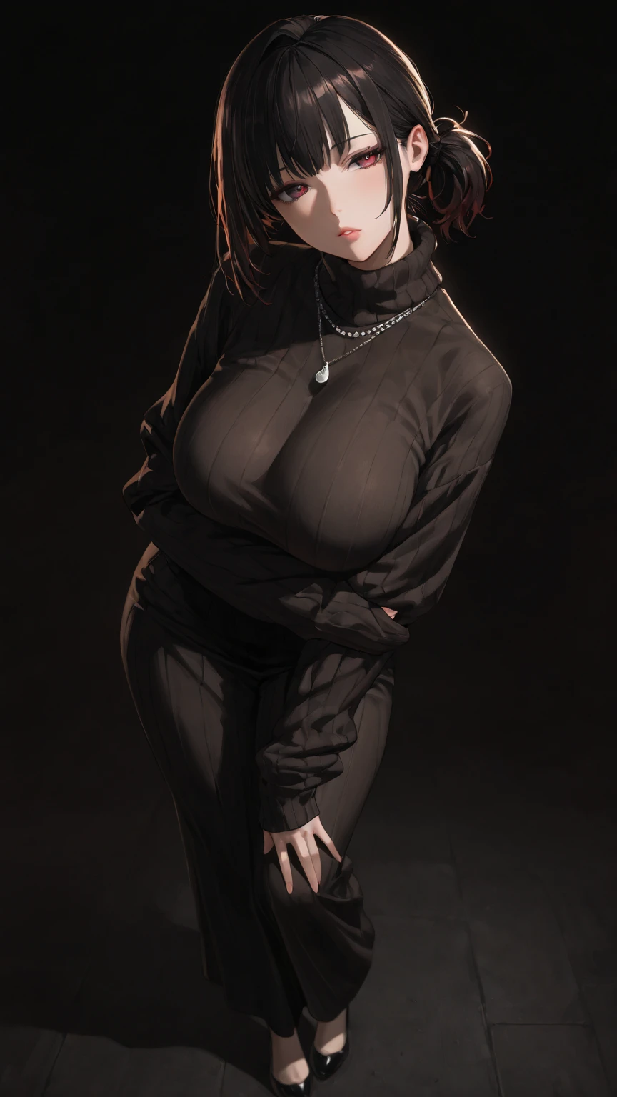 there is a woman sitting down with a longest brown hair, bbwchan, thicc, brown hijab outfit, brown hairstyle model, korean girl, korean woman, wearing brown robe, full length shot, alluring plus sized model, japanese goddess, clothed in hooded, voluptuous and arousing, portrait shot, curvy model, voluptuous body, wonderful, nene tanaka body , bbwchan, The overall atmosphere is smooth , haunting illustrations, extremely high-resolution details, photographic, realism pushed to extreme, fine texture, 4k, ultra-detailed, high quality, high contrast, red sneakers , cold atmosphere ,, cold atmosphere ,, ((Detailed texture of tattooed skin)), tattoo round breasts, irezumi tattoo style, tattoo on breasts, tttattoo, showing her thigh , tattoo on thigh, a close up of a woman with tattoos on her body, inked, tattooed body, fully tattooed body, tattooed, full-body tattoos, full - body tattoos, , full body tattoo, with tattoos, , tattoos, tattoos all over the skin, tattoos and piercings, ((Neka: 0.45)) LoRA, {{Big brother's tattooed woman Iremuzi tattoo style v1.0: 0.91}},, ((BohoAI v1.0 : 0.45))