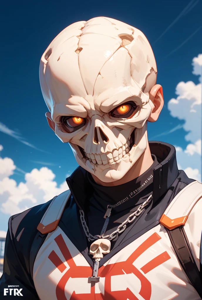 (mature:1.3),a red and blue eyed male , steampunk , skeleton mask, dynamic lighting, two tone lighting, high contrast