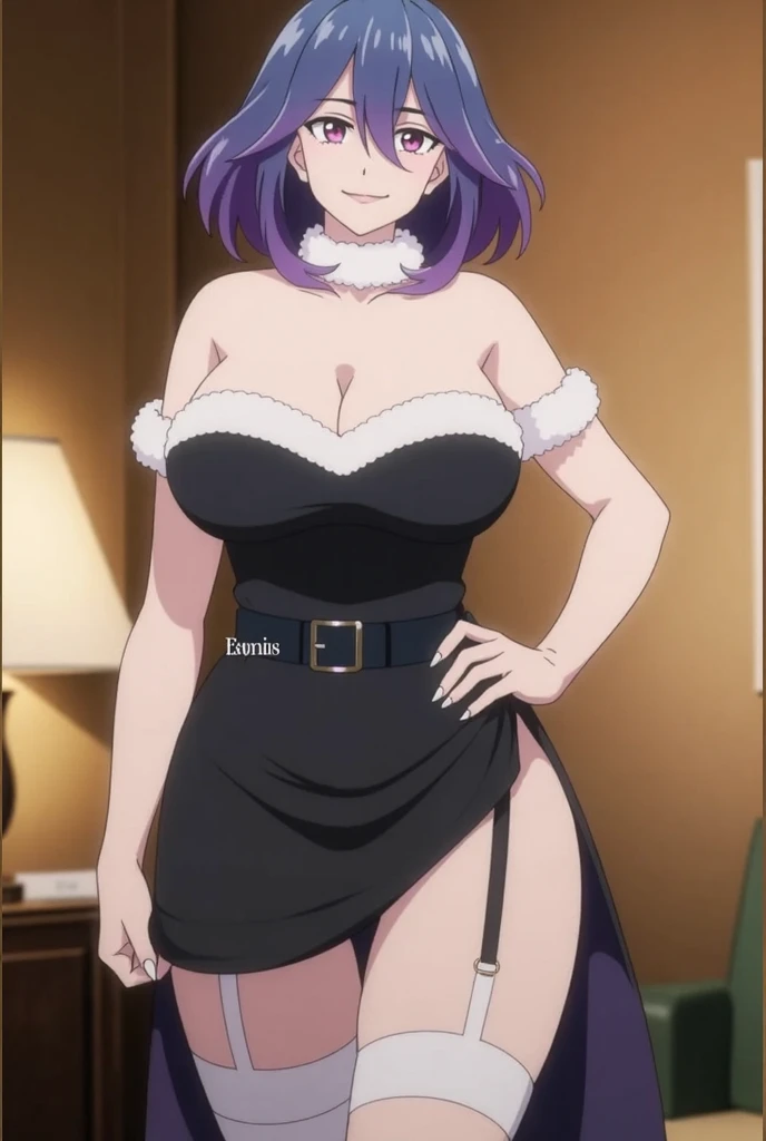 (((1 girl))), big breasts, a beautiful and cute lady, standing, (((in the motel room))), (muscular ass), (thin waist), (very horny), full body photo, young girl, long gray hair, elf ears, Green eyes, smirk, tattoo, purple dress, Gold Elements, Sexy, Sleeveless, open breasts, nipples, open belly, feet shoulder-width apart, hands behind head, Masterpiece, hiquality, 4k, HD, Good detail