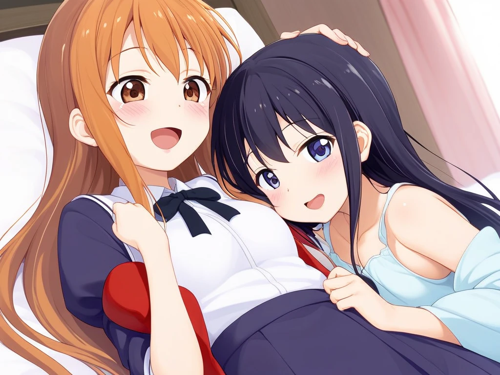 score_9, score_8_up, score_7_up, BREAK source_anime, rating_, best quality, masterpiece, ,1girl,izuna \(blue archive\),yellow eyes, black hair, animal ears, halo,fox tail,, japanese clothes,scarf,serafuku,skirt,gloves,(fishnets:1.1),single black sock,loafers,((sweat)),blush,(steam),big breasts,((torn clothes)),hetero,nursing ,1 boy,fat_man,breast ,lying,