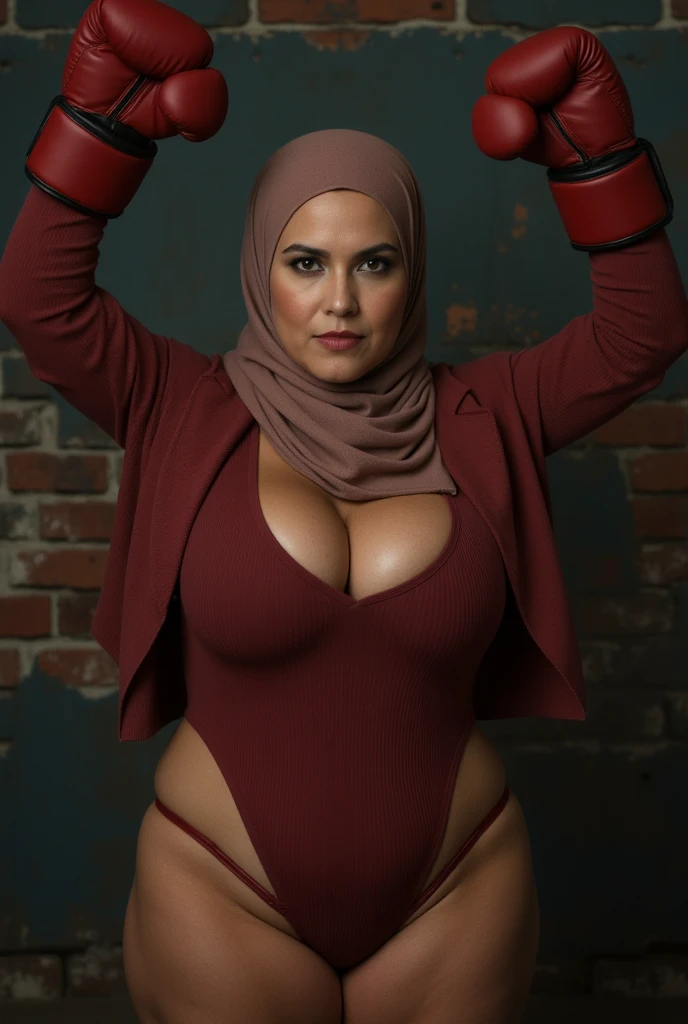 ((Leopard pattern)), ((A MILF:1.3)), ((CHEERFUL FACE EXPRESSION)), ((SHORT HIJAB)), ((Gigantic:1.9)), (dynamic photograph of a 58 year old Indonesian woman), (highly detailed face:1.4), (vascular muscles and abs:1.3), (background inside light, bright, private gym:1.1), (8k, uhd, dslr, high quality, cinematic lighting, bokeh), (dramatic, incredible masterpiece:1.3), (((sexy sultry stare at camera:0.8))), ((she is ready to dominate you:0.5)), ((beautiful feminine face)), add_detail:1, ((Singlet))