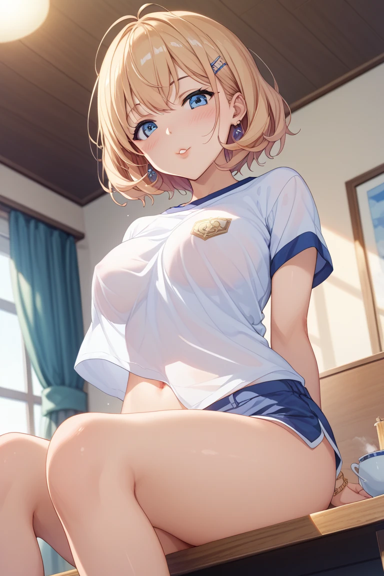{{{{{jaggy lines}}}}}, ai-assisted, pastel colors, soft focus, good anatomy, amazing quality, very aesthetic, 1girl, milf, blonde hair, short hair, bob cut, {{nurse}}, blue eyes, huge breasts, {big booty} , whitetights, {{sitting on the sofa}}, closed mouth, {{{{{smile, hyper-deformed face, ^_^}}}}}, show off nipple, show off panties, sweat, {{Footjob with both feet}}, 1boy, penis, {{{{{ejaculation, excessive cum, bukkake, facial, cum on breasts}}}}}, nsfw, {{{{{late night, indoor, living room}}}}}, dutch angle, {from below},, best quality, amazing quality, very aesthetic, absurdres
