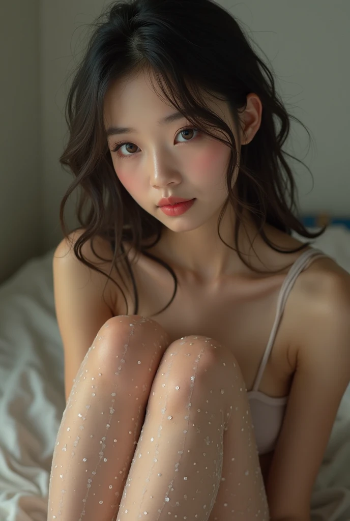 (Photorealistic: 1.5, Tabletop: 1.5, 8k), (Best Quality, Masterpiece, Ultra High Resolution), Perfect dynamic composition, Professional camera work: 1.4, High resolution skin and face texture: 1.3, Mysterious portrait: 1.3, Glow light effect, Ultra detailed, Photorealistic, Masterpiece, Best Quality, 8K, Cute young fair skinned Japanese woman, Adult female, (((())), ((Bob cut)), Looking at camera, Very beautiful, Mole under eye, Thin woman, ((((Lying on back))))), ((((  wide open, with me,  toes, Very thick pubic hair)), (((View from under woman's legs))), (((Night view from inside building, Pitch black room: 0.9, Moonlight shining through glass at night))), Sexy and , (Love guyros, Real,  pose, (R-18), Mature, (Large breasts:1.34), Hidden ,   expression, ((Crying face, Sobbing, Sobbing, Slightly upset face, Red cheeks)), ((Highly anatomically accurate)), Detailed skin, No makeup, Glamorous body, Dynamic pose, Slim legs, ((Small :1.2)), Glowing skin, Shiny skin, Sweaty skin, (Accurate hands), Firm stomach,  , Hard ,  on , , Thin Eyebrows