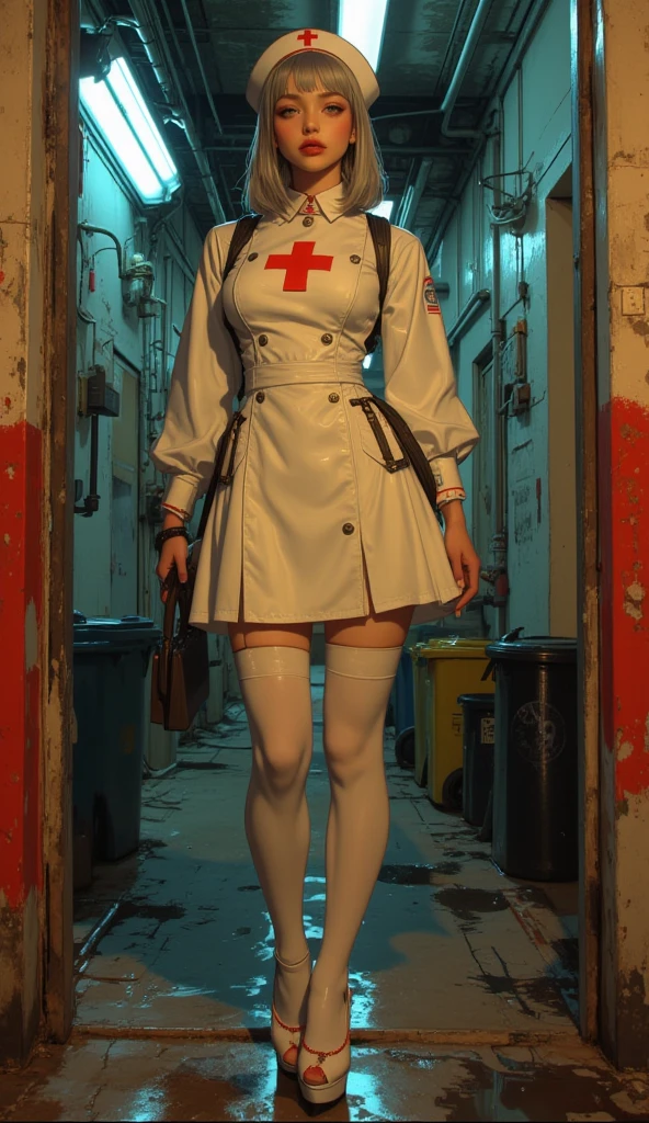 (((tight revealing pink nurse outfit uniform))), Bondage, (((fire))), (((fire))),  ( in a deep old abandoned tiny cramped filthy waste covered toxic waste dump on fire with fire everywhere), ((there are gas canisters and propane tanks around girl)), ((lying in deep pit)), tight choker, Tied Woman in a deep old abandoned tiny cramped filthy waste covered toxic waste dump on fire, ((fire everywhere)), ((room filled with fire)),  looking down in dejection,, Full Body, ((arms behind back ankles tied together)), ((legs and ankles tied together)),((legs bondage)), ((ankle bondage)) , ((ankles tied together)), ((unable to walk)), ((knees bondage)), (((tight crotch rope))), gorgeous sexy Woman very very very skinny anorexic waist,, very small exposed breasts, face scared, pain, horror, terrified, crying tears, (((30yrs old girl))),  very long curly brown hair with bangs in high top ponytail huge hairbow, hair ribbons,, BDSM, slave