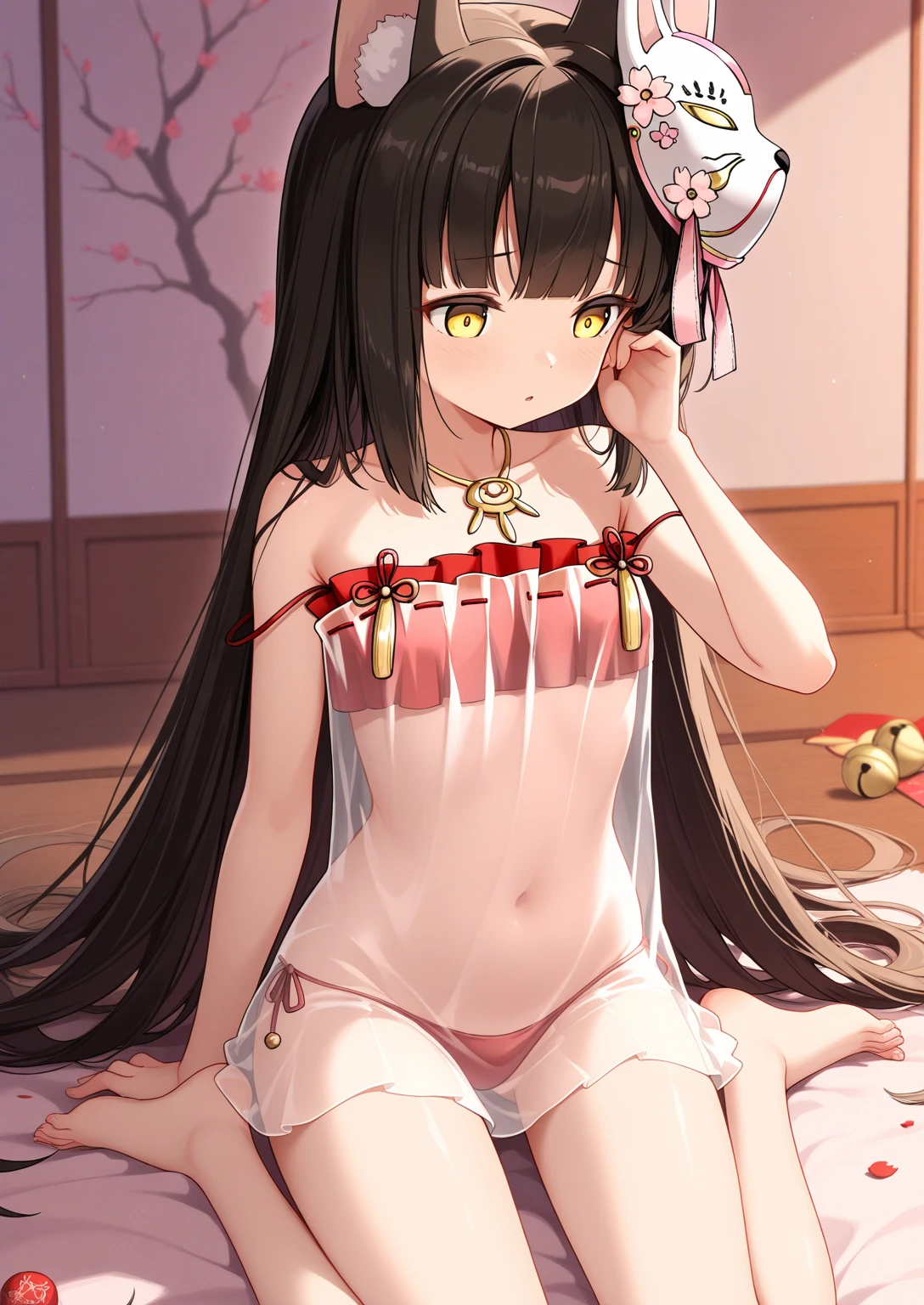 1girl. Japanese petit. Smile. (masterpiece). (best quality). (insanely detailed). Nude. nsfw. Slit Pussy. Close up Mons pubis. Flat chest. Upright standing posture. from below.
