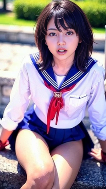 A Japanese man strips a Japanese junior high school girl naked, puts a collar on her and ties her up with hemp rope