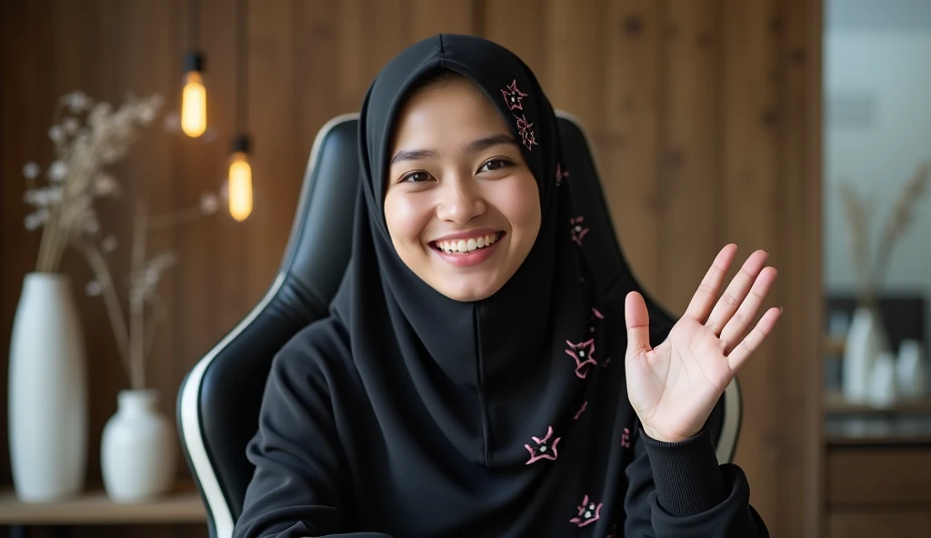 Plump ??????, sweating ??????, Beautiful girl wearing narrow dark hijab malay teenage girl 18 years old, kelantanese look, cute girl face, smiling, eyes looking at camera, grin, big laugh, nude, ?????, ????? body, ????? on vagina, no clothes, no clothing, big breasts about to burst out, closeup ??????, closeup view, plump body, showing ??????, ?????? view, plump thigh, realistic skin, view from below, spreading legs on desk, in empty classroom, books on table, hand holding smartphone, side lighting, night time, hard light, high quality, ultra sharp image, ultra detail, 35mm lens, establishing shot, pastel color grading, depth of field cinematography effect, film noir genre, 8k resolution