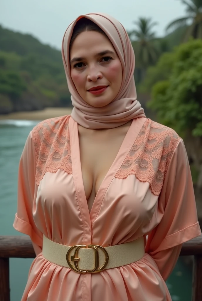 Water Splash, ((Naked Colourfull)), ((Old Lady :1.7)), (((VERY SHINY SKIN))), Very cute like a Matured Lady, ((Stylish Hijab)), adorable, 2 girl, 55 years old, baby face, shy, half body portrait,smile, (face details: 1), (eye details: 1), ((round large breasts, cleavage)). Cute posed. proportional body. Ultra High Res. (realistic: 2), UHD, ((SHINY SKIN :1.5)), ((Floral Pattern)), (Lingerie), view from side seductive pose. Beach