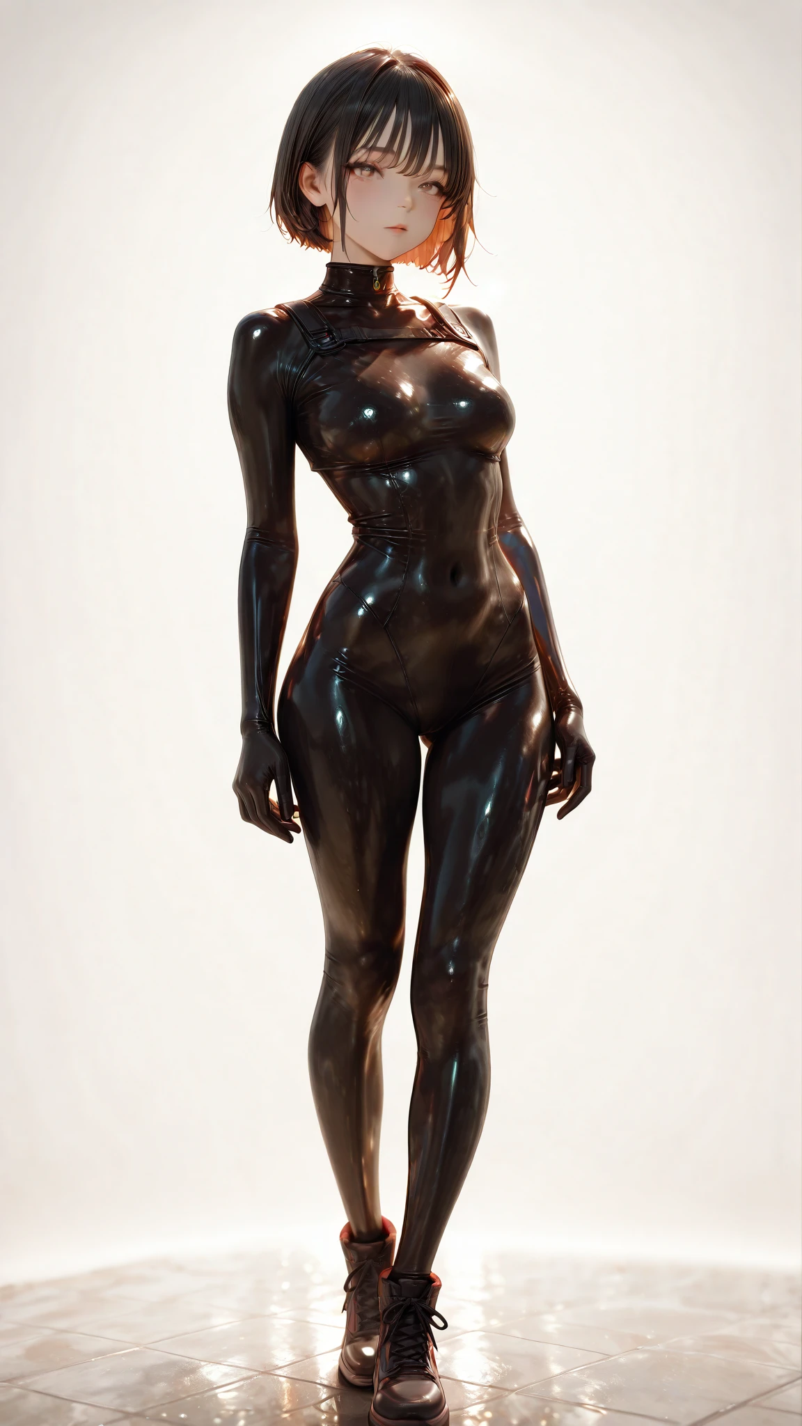a detailed and beautiful elegant wax statue of a pretty female agent, making an elegant gesture, naked, FBMP model pose, barefoot standing on a display base in a dark museum, photorealistic, high quality, 8k, hyper detailed, cinematic lighting, dramatic shadows, intricate details, porcelain skin, glossy finish, elegant expression, graceful pose