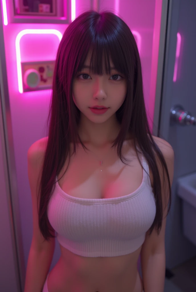 (masterpiece), best quality, ultra high res, close up, slim body, 1girl,school uniform, long hair, laughing, ramen, night, Tokyo restaurant background, colorful lights, photon mapping, radiosity, physically-based rendering, cinematic lighting, intricate, High Detail, Sharp focus, dramatic, photorealistic