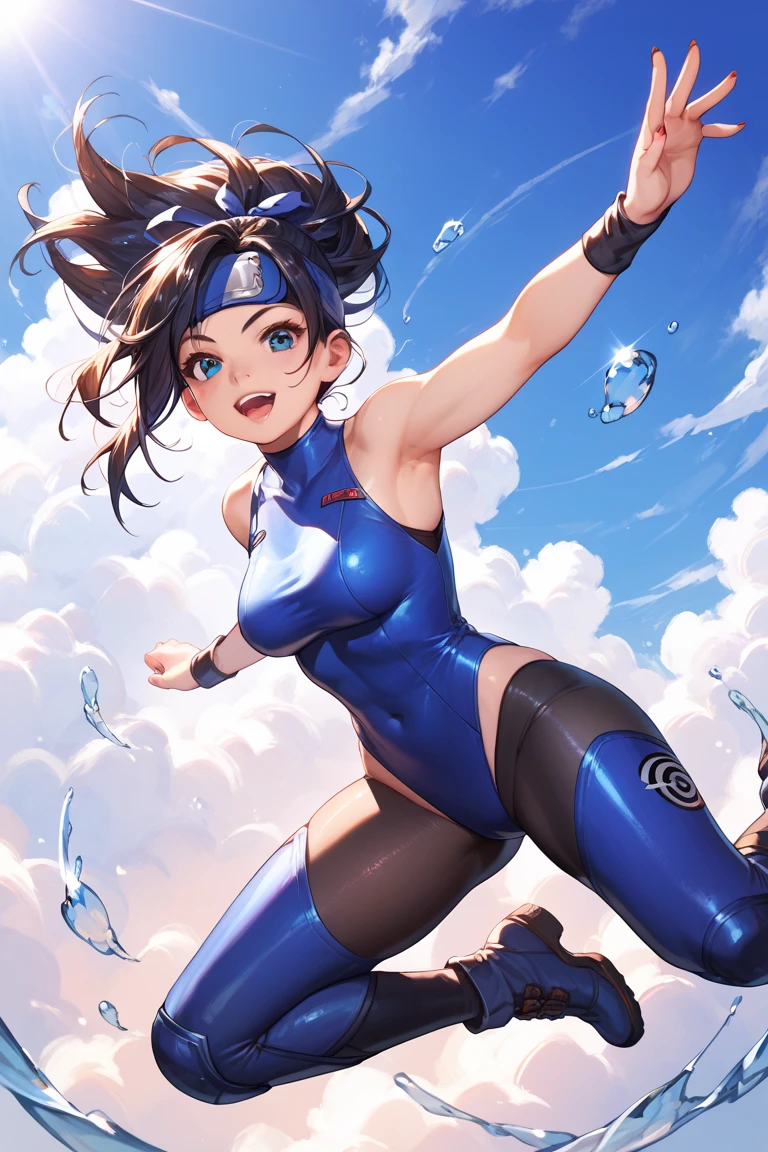 (masterpiece、Highest quality、Highest quality、Official Art、Beautiful and beautiful:1.2)、(One girl:1.3)Hatsune Miku、Twin tails,Beautiful breasts, Katsushika Hokusai,(Make something sexy, 超現実的なmasterpiece, Cinematic, (Photorealistic Chun-Li), Goddess of Beauty, she is cute, The lips are well shaped, Her eyes are a light honey color..., She is very beautiful, perfection , A supermodel). She is known for her classic and elegant beauty..., Very cute girl, (Toned body、Plump curves、Thick legs). Iconic characters from the 6th Street Fighter game. (dynamic fighting stance、Catch a powerful kick with a wide leg kick, Exquisite detail, Kung Fu, Show off your legs, (Lean, Muscular body)、((Ultra-reflective metallic dark blue combat uniform))、The fighting pose is cute