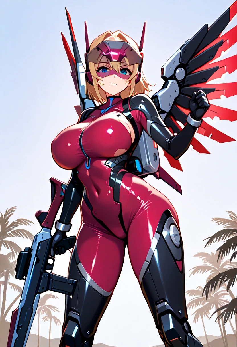 Piyori , short blonde hair,blue eyes , solo upper body, large breasts, covered nipples, shocked expression, blush , full body,
Nijino,red bodysuit ,skin tight, white gloves, hair ornament, small skirt, red boots, ripped clothes,
outer space, stars, colorful explosions in background,
(insanely detailed, beautiful detailed face, masterpiece, best quality) <lora:PiyoriNijino:0.8> <lora:exploding_clothes:0.7 >