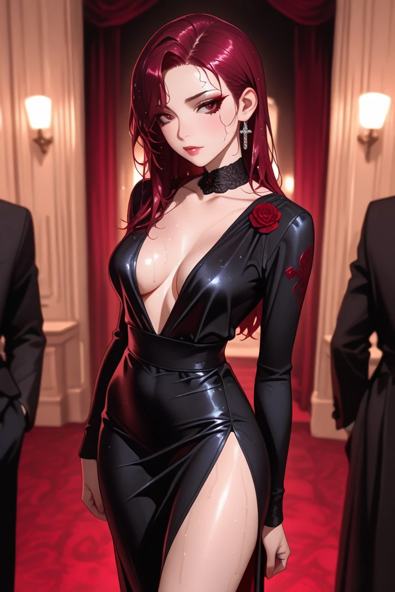 (best qualtiy,4K,8K,A high resolution,tmasterpiece:1.2),Super detailed, highschool dxd, rias gremory, seductive anime girls, oppai, anime best girl,Dating a 6-foot man,The boy had a pair of glasses,His hair is styled in a short。The date spot is lost in the park。