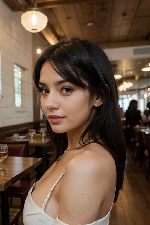 masterpiece,bad quality,realistic,female person in the restaurant