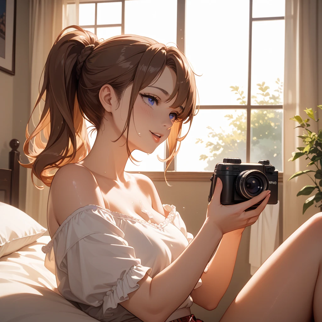 最high quality, masterpiece,((smile)),On the bed,Swimwear, One Girl,naked, Beautiful Face, On top of that_body, Tyndall effect, Realistic, Dark studio, Rim Light, Two-tone lighting, (High resolutionの肌: 1.2), 8k uhd, Digital SLR, Soft lighting, high quality, Volumetric lighting, Frank, photograph, High resolution, 4K, 8k, Bokeh,sexy,