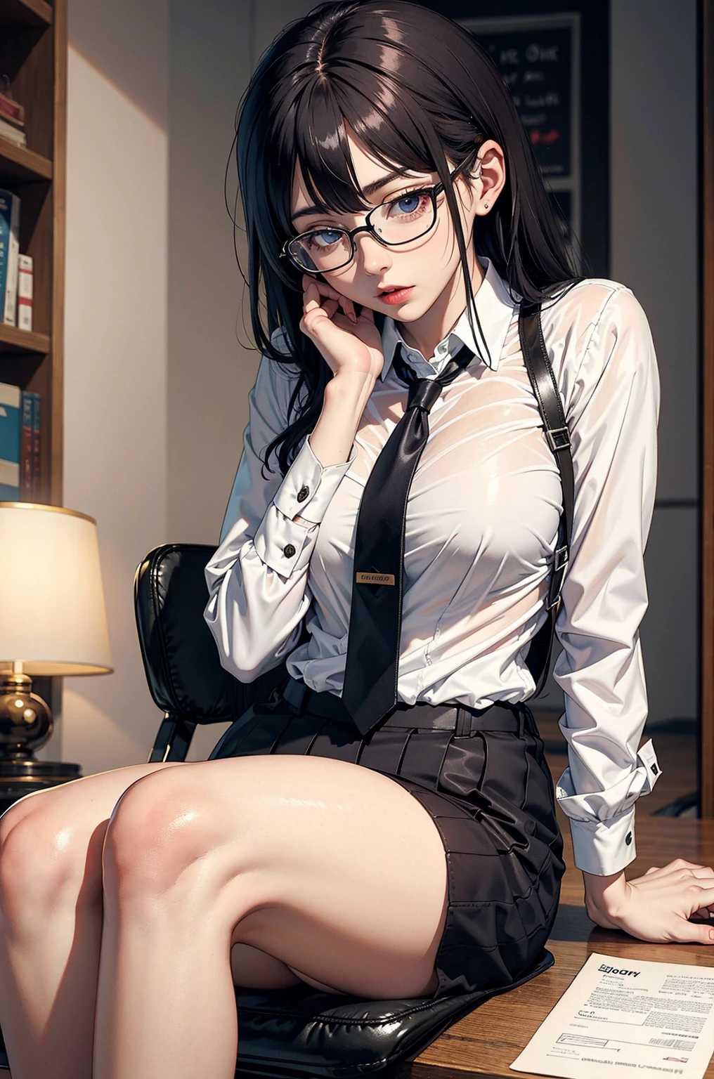 (((((Middle-aged women))))), masterpiece, Super detailed, 8K Portrait, RAW Photos, Portrait Photography, Highly detailed face, 1 female, ,(squatting:1.3),Spread legs, (she is smoking a cigarette:1.3),33 years old, (((((expensive))))), (((Small eyes))), Glasses, (((Very short black hair))), (((Hair on one eye))), (((Light skin))), (Office Lady Suits:1.5), Long sleeve dress shirt, (Black vest:1.5), (Micro Skirt:1.5), ((Black Pantyhose)), (((pumps))), Midday Sun, Ultra-realistic, Body Model, ((Small breasts)), Beautiful breasts, (Big Ass), Long legs, In the office room, Ambient Lighting, Shadow Details, Camera focus on face,
