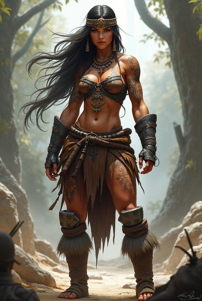 arafed woman with a gun and a big breast posing for a picture, concept art inspired by Ryan Barger, tumblr, furry art, muscular sweat lara croft, muscular warrior women, powerful and huge, big arms, with rifle, massive muscles, thicc, muscular girl, large muscles, upper body shot, ready for combat, muscular ultraviolent woman, furry chest