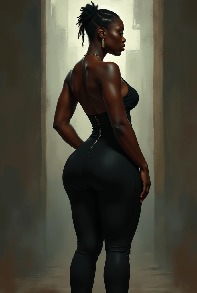 a black, athletic, thin, but with beautiful breasts and a beautiful butt