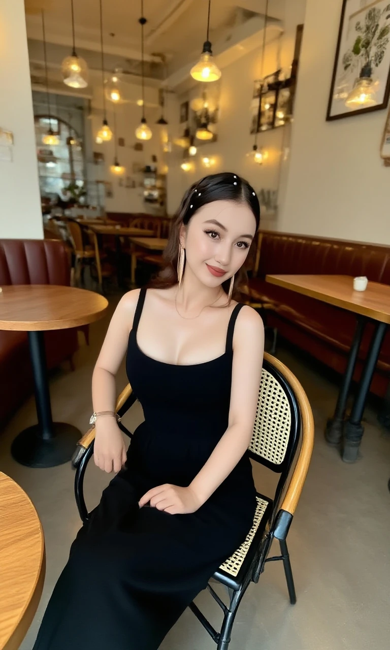 (actual, lifelike:1.4), physically-based rendering, good composition, ((large breast:0.4)), ((cleavage)), slim, erotic vibe, (tight strapless brown bodycon dress),