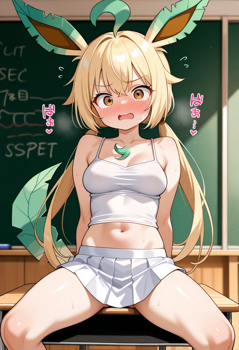 masterpiece,Ultra HD,score_4_onBREAK source_anime,可愛いanimeイラスト, masterpiece,high resolution,alone,mahirushiina,One girl,Blonde,Long Hair,naked,School,classroom,nsfw,sex,Insert,A man and a woman have sex,woman on top,blush,Move your hips,fog,shortness of breath,Face close-up,Creampie,Climax,
