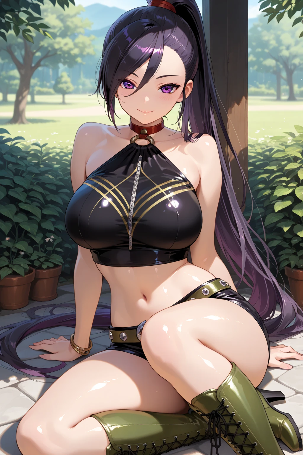 ((highly detailed)), genshin impact, ((hu tao)), perfect human hands,(small breast:1.1),relaxed pose, ((fit female)) , super perfct body curve, masterpiece, 4K, detailed, perfect face, (20 years old) hot body language, fit figure, gorgeous perfect face, happy expression, open mouth, realistic style and super detailed renderings, superrealism, contour shadow-process - ((full body portrait)), sitting in a rock in the city , hands on thighs, detailed eyes, beautiful eyes