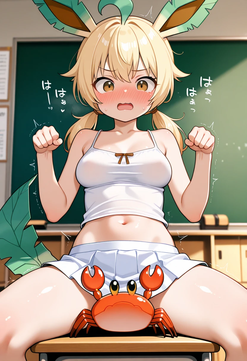 mari_\(blue_archive\), nsfw, masterpiece, 1 girl, erect nipples, intricately detailed, topless, blue gym shorts, navel, gym outfit, bare shoulders, track field, erect nipples, puffy nipples, extremely detailed, game, small breasts, nipples, bare stomach, sweaty, moist breath, flat chests, white headband, small breasts, collarbone, sweaty, orange hair, sitting, smiling, sweaty, aqua eyes, animal ear, open mouth, long tongue, tongue out, semen on body, very large penis, semen on face, licking the penis, fellatio, deepthroat, ahegao, eyes rolling up, vagina