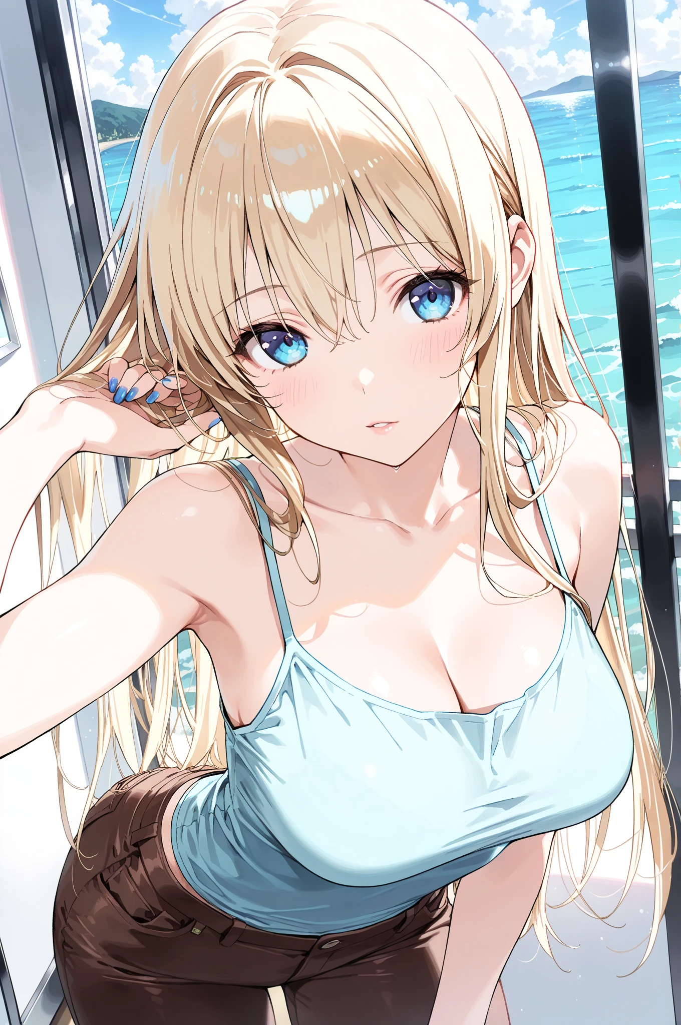((Best quality)), ((masterpiece)), (detailed), Blonde anime teen in a bikini