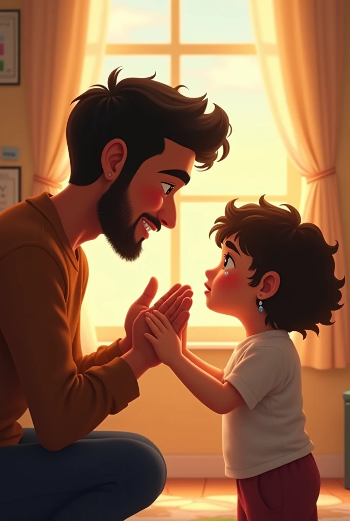 Create a drawing of a father saying he loves his son in sign language 